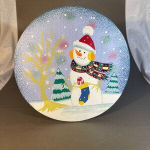 Wooden Christmas Stool with Snowman Scene 7.5 x 9 (432)